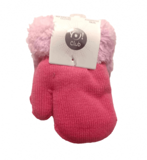 Zimné rukavičky s kožušinkou a šnúrkou ružové, dĺžka 10 cm