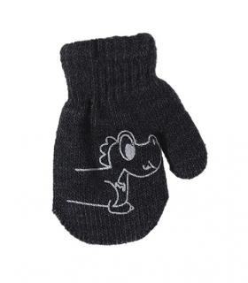 Zimné rukavičky so šnúrkou čierne - Psík, dĺžka 10 cm