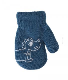 Zimné rukavičky so šnúrkou modré - Psík, dĺžka 10 cm
