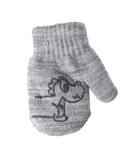 Zimné rukavičky so šnúrkou svetlo sivé - Psík, dĺžka 10 cm