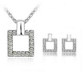 PV crystal set náhrdelníka a náušníc square (Štvorcový set náhrdelníka a náušníc značky PV Crystal)