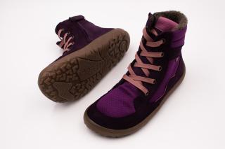 BAREFOOT ZIMNÉ TOPÁNKY FRODDO BAREFOOT TEX WOOL GROW - PURPLE 41, 27.7, 9.3