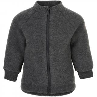 DETSKÁ MERINO BUNDIČKA NA ZIPS MIKK-LINE - ANTHRACITE MELANGE 110