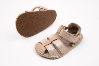 DETSKÉ BAREFOOT SANDÁLE BABY BARE SHOES SANDALS NEW - CAPUCCINO GLITTER 27, 17.8, 7.4