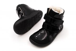 DETSKÉ BAREFOOT ZIMNÉ TOPÁNKY BABY BARE SHOES FEBO WINTER - SHINY BLACK 28, 18.2, 7.2