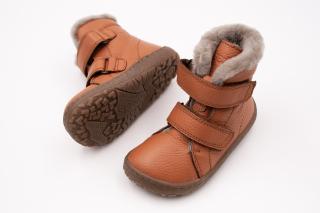 DETSKÉ BAREFOOT ZIMNÉ TOPÁNKY FRODDO BAREFOOT FURRY BOOT - COGNAC 29, 19.3, 7.4