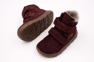 DETSKÉ BAREFOOT ZIMNÉ TOPÁNKY FRODDO ZERU TEX FURRY - BORDEAUX 21, 13.2, 5.9