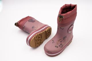 DETSKÉ ZATEPLENÉ GUMÁKY MIKK-LINE - ROSA BROWN FLOWERS 29, 19.5, 7.7