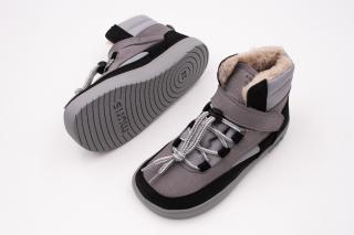 DETSKÉ ZIMNÉ BAREFOOT TOPÁNKY MURIS BALTIC JUNIOR - WARM GRAY 30, 19.1, 7.4
