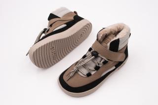 DETSKÉ ZIMNÉ BAREFOOT TOPÁNKY MURIS BALTIC JUNIOR - WARM TAUPE 33, 20.8, 8