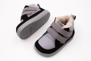 DETSKÉ ZIMNÉ BAREFOOT TOPÁNKY MURIS BALTIC MINI - WARM GRAY 24, 15.2, 6.4