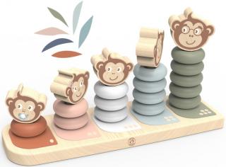 DREVENÁ STOHOVACIA HRAČKA SPEEDY MONKEY - OPIČIA RODINKA