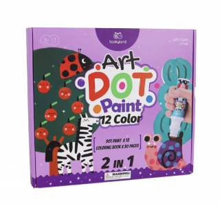 TOOKY TOYS DOT PAINTING FARBY V TUBE UMÝVATEĽNÉ - 12 KS S OMAĽOVÁNKAMI