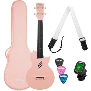 Cascha Carbon Fibre Set Pink (Koncertné ukulele sada s ladičkou a obalom)
