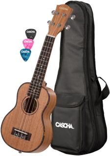 Cascha HH2026L Natural (Sopránové ukulele sada s obalom a trsátkami)
