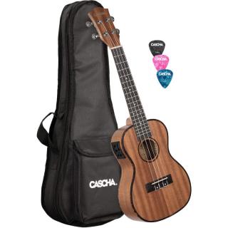Cascha HH2035E Natural (Koncertné ukulele sada s obalom a trsátkami)