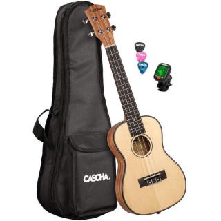 Cascha HH2152EN Natural (Koncertné ukulele – sada s ladičkou a obalom)