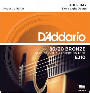 D'Addario EJ10 (Struny pre akustickú gitaru .010 - Stredne mäkké)