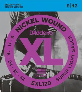 D'Addario EXL120 Super Light (Struny pre elektrickú gitaru .009 - Stredne tvrdé)