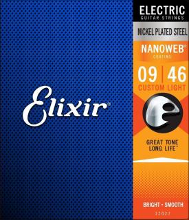 Elixir 12027 Electric NanoWeb Custom Light (Struny pre elektrickú gitaru .009 - Stredne tvrdé)