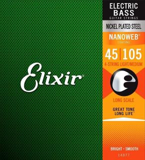 Elixir 14077 Bass NanoWeb Medium/Long Scale (Sada 4 strún pre elektrickú basgitaru)
