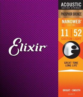 Elixir 16027 Acoustic NanoWeb Phosphor Bronze Custom Light (Struny pre akustickú gitaru .011 - Stredne tvrdé)