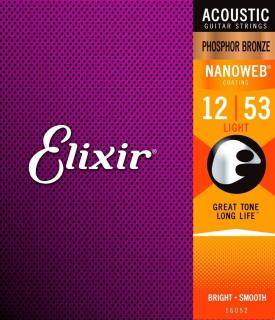 Elixir 16052 Acoustic NanoWeb Phosphor Bronze Light (Struny pre akustickú gitaru .012 - Tvrdé)