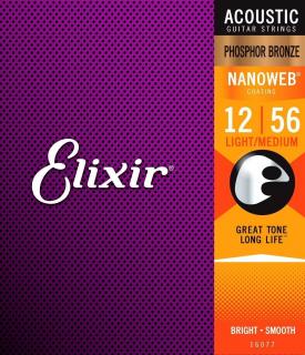 Elixir 16077 Acoustic NanoWeb Phosphor Bronze Light-Medium (Struny pre akustickú gitaru .012 - Tvrdé)