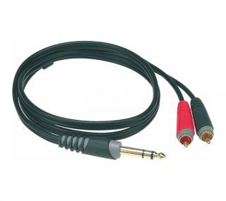Klotz AY3-0300 (Prepojovací  Y  kábel; Jack 6,3 stereo male – 2x RCA male, 3 m)