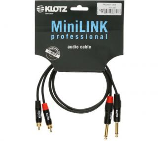 Klotz KT-CJ090 (Prepojovací audio kábel, 2x RCA - 2x Jack 6,3, 0,9 m)