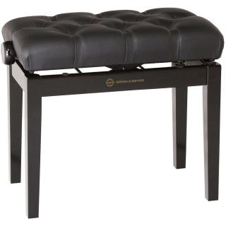 König &amp; Meyer Piano Bench With Quilted Seat Cushion, Black Leather Seat (Drevená klavírna stolička)