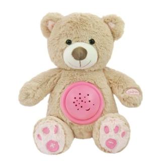 Baby Mix Plyšový medvedík s projektorom ružový Plyš, 34 cm