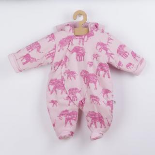 BABY SERVICE Zateplená kojenecká kombinéza s kapucí Baby Service Sloni ružová Bavlna/Polyester/Antialergické vlákno 68 (4-6m)
