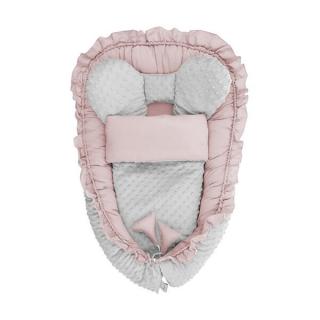 BELISIMA Luxusné MINKY hniezdočko pre bábätko Mouse ružové SET Bavlna/Polyester 65x47 cm