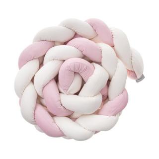 BELISIMA Mantinel do postieľky vrkoč zamat smotanovo ružový Polyester/Duté vlákno