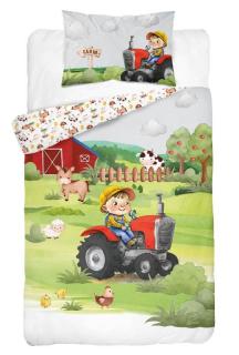 DETEXPOL Bambusové obliečky do postieľky  Bavlna, Bambus, 3D Farma červená 100/135, 40/60 cm