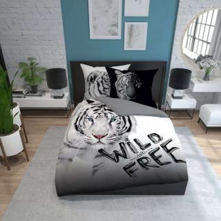 DETEXPOL Francúzske obliečky Biely Tiger Wild Free  Bavlna, 220/200 cm