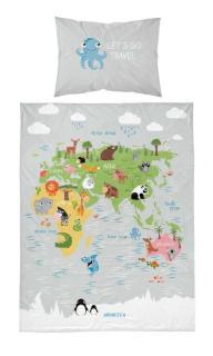 DETEXPOL Obliečky do postieľky Mapa grey Bavlna, 100/135, 40/60 cm