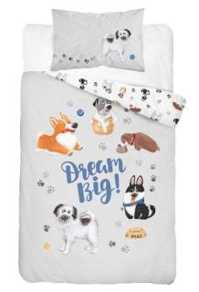 DETEXPOL Obliečky do postieľky Psíci sivá Bavlna, 100/135, 40/60 cm