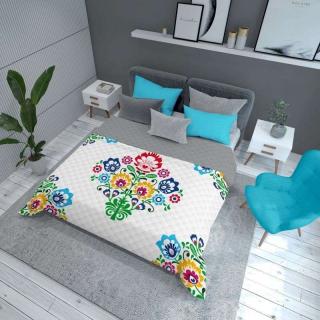 DETEXPOL Prehoz na posteľ Folklor biela  Polyester, 170/210 cm