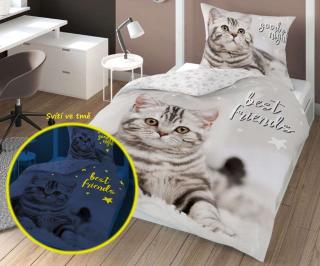 DETEXPOL Svietiace obliečky Best Friends Mačiatko  Bavlna, 140/200, 70/80 cm