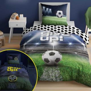 DETEXPOL Svietiace obliečky Futbal Never Give Up  Bavlna, 140/200, 70/80 cm