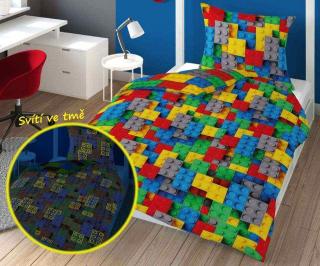 DETEXPOL Svietiace obliečky Kocky color  Bavlna, 140/200, 70/80 cm