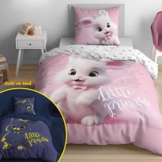 DETEXPOL Svietiace obliečky Králik Little Princess  Bavlna, 140/200, 70/80 cm