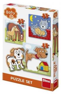 DINO Baby puzzle domáce zvieratká  papír, 3v1