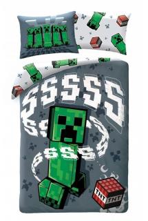 HALANTEX Obliečky Minecraft Creeper Grey Bavlna, 140/200, 70/90 cm
