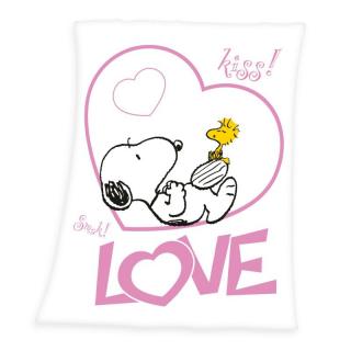 HERDING Fleece deka Snoopy Love  Polyester, 130/170 cm