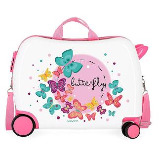 JOUMMABAGS Detský kufrík na kolieskach   Motýle MAXI  ABS plast, 50x38x20 cm, objem 34 l