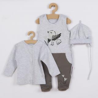 KOALA 3-dielna bavlnená detská súprava Birdy sivá 80 100% bavlna 80 (9-12m)