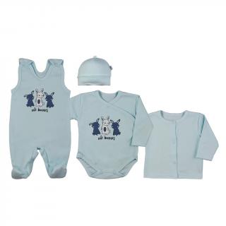 KOALA 4-dielna dojčenská súprava Rabbit blue 100% bavlna 56 (0-3m)